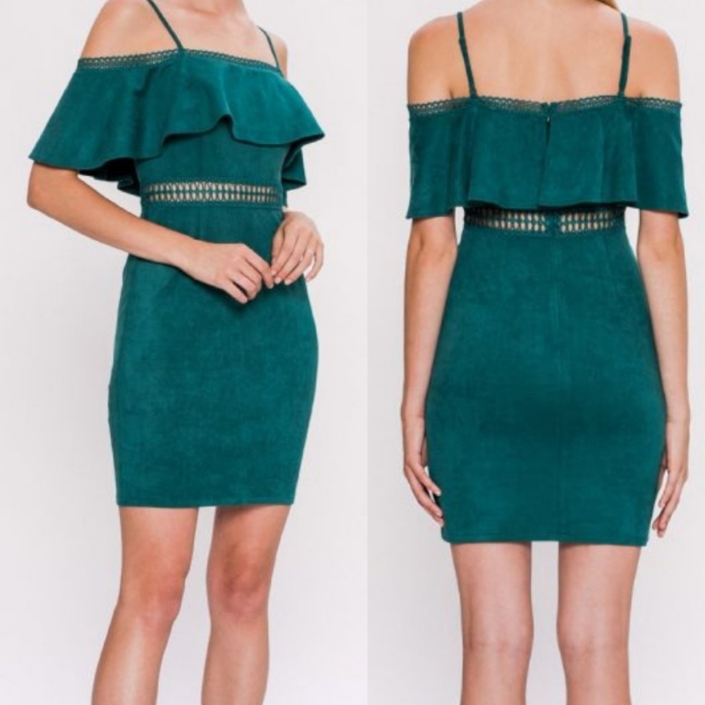 Teal suede dress